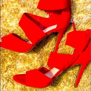 BP Red Suede Strap Heels